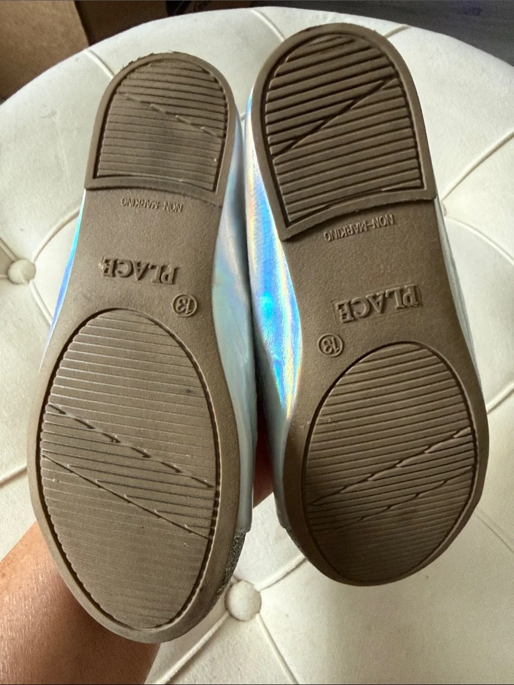 The Children's Place Iridescent Silver Glitter Toe Ballet Flats